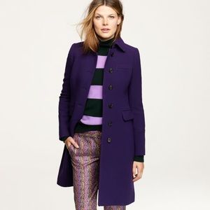 J.Crew Cocoon Coat Italian stadium Double cloth wool Purple Women’s Size 0 49619